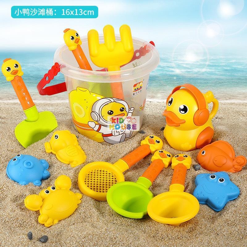 Bộ đồ chơi xúc cát hạt muồng, xuồng xúc cát đi biển, bộ đồ làm vườn cho bé
