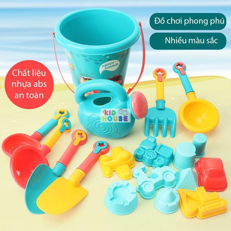 Bộ đồ chơi xúc cát hạt muồng, xuồng xúc cát đi biển, bộ đồ làm vườn cho bé