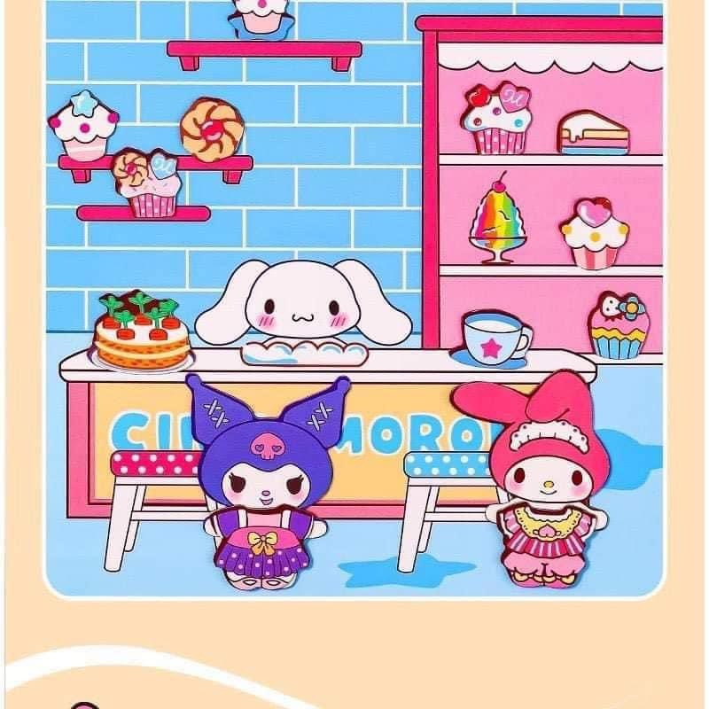 (Size to 18x18cm) Đồ chơi sách nam châm Kuromi, bé ba, capybara, hoạt hình, tranh dán nam châm từ tính thủ công cho bé