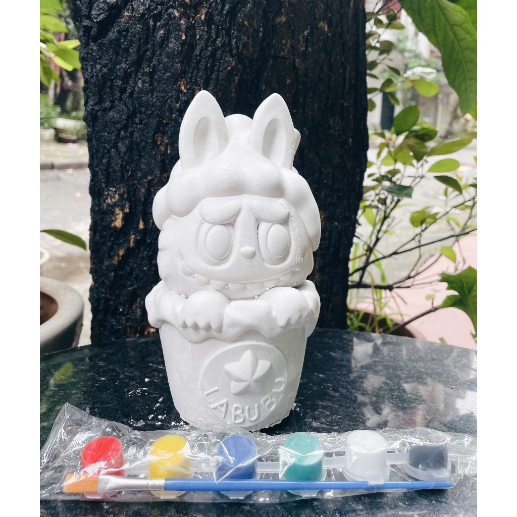 (Size to 16-23cm) Tượng thạch cao bé ba, labubu, kuromi, capybara, công chúa, siêu nhân, Set tô tượng kèm màu và bút vẽ