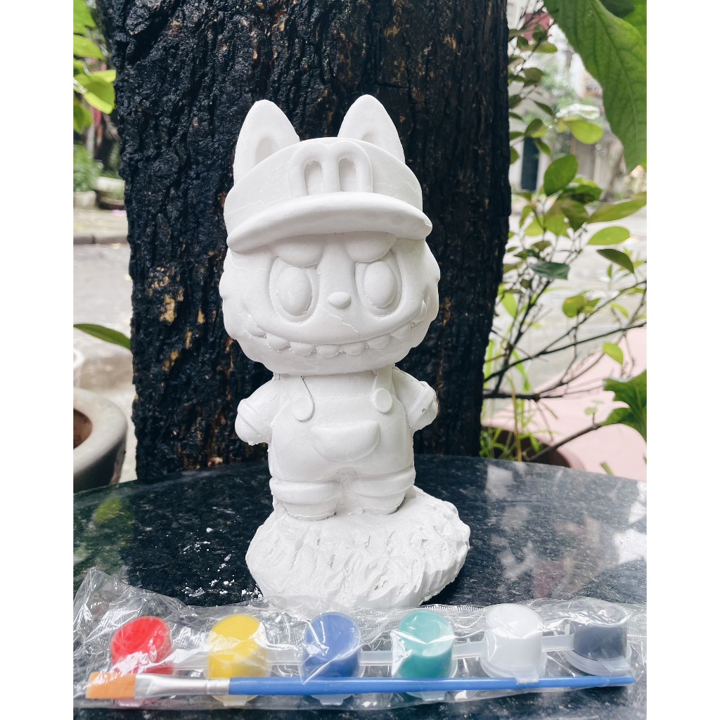 (Size to 16-23cm) Tượng thạch cao bé ba, labubu, kuromi, capybara, công chúa, siêu nhân, Set tô tượng kèm màu và bút vẽ