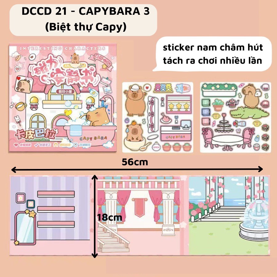 (Size to 18x18cm) Đồ chơi sách nam châm Kuromi, bé ba, capybara, hoạt hình, tranh dán nam châm từ tính thủ công cho bé