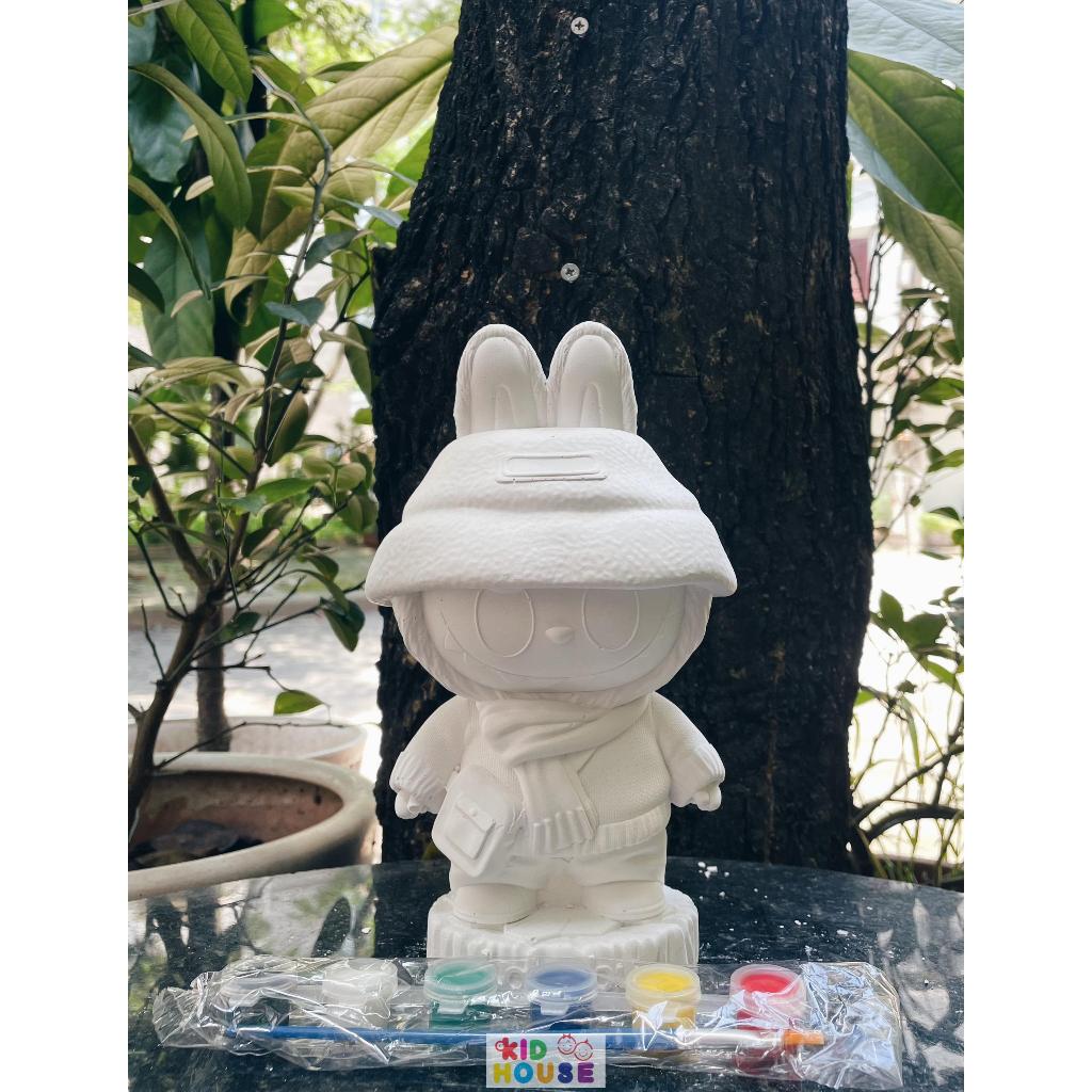 (Size to 16-23cm) Tượng thạch cao bé ba, labubu, kuromi, capybara, công chúa, siêu nhân, Set tô tượng kèm màu và bút vẽ