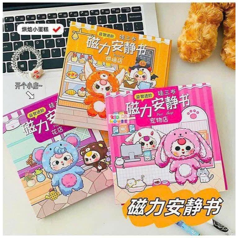 (Size to 18x18cm) Đồ chơi sách nam châm Kuromi, bé ba, capybara, hoạt hình, tranh dán nam châm từ tính thủ công cho bé