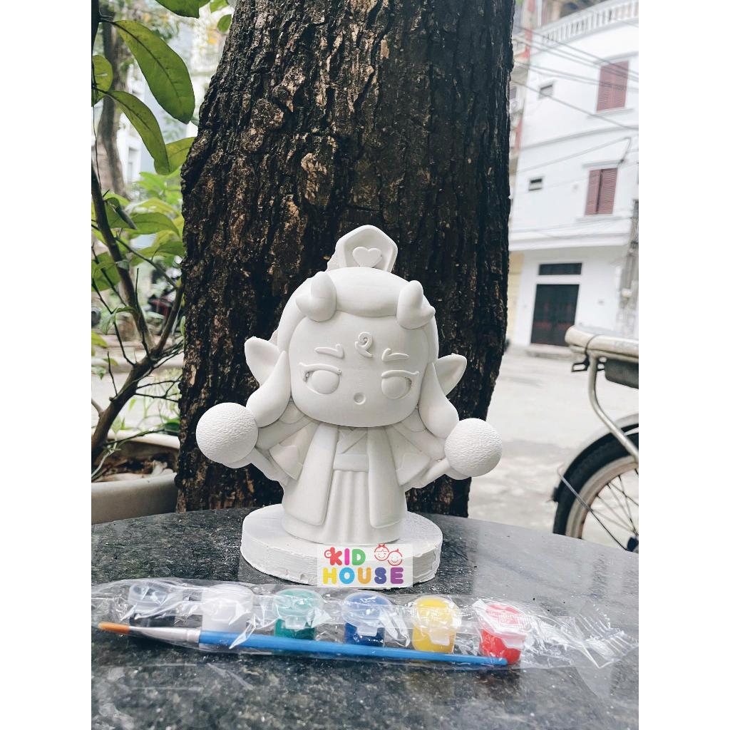 (Size to 16-23cm) Tượng thạch cao bé ba, labubu, kuromi, capybara, công chúa, siêu nhân, Set tô tượng kèm màu và bút vẽ
