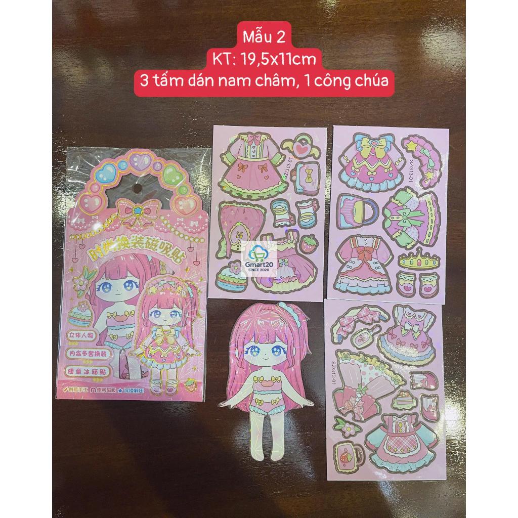Bộ đồ chơi thay váy công chúa nam châm, tranh nam châm thay trang phục công chúa, sticker nam châm thay váy công chúa