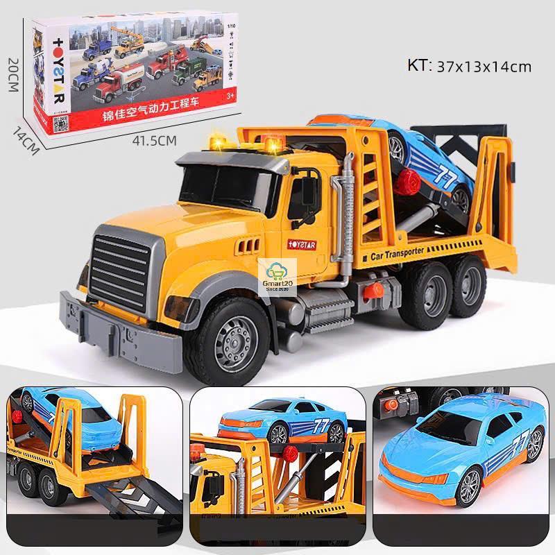 Đồ chơi ô tô, máy xây dựng mô hình, xe cứu hỏa, cần cẩu, trộn bê tông, xe cứu hộ có hiệu ứng đèn âm thanh
