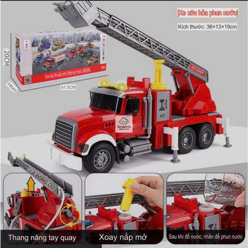 Đồ chơi ô tô, máy xây dựng mô hình, xe cứu hỏa, cần cẩu, trộn bê tông, xe cứu hộ có hiệu ứng đèn âm thanh