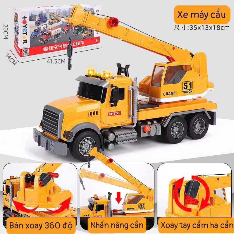 Đồ chơi ô tô, máy xây dựng mô hình, xe cứu hỏa, cần cẩu, trộn bê tông, xe cứu hộ có hiệu ứng đèn âm thanh