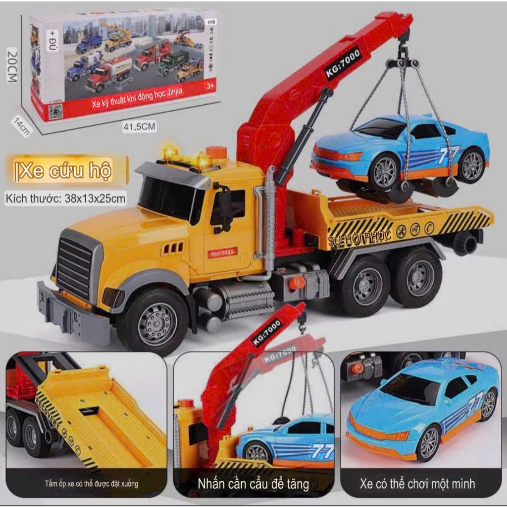 Đồ chơi ô tô, máy xây dựng mô hình, xe cứu hỏa, cần cẩu, trộn bê tông, xe cứu hộ có hiệu ứng đèn âm thanh