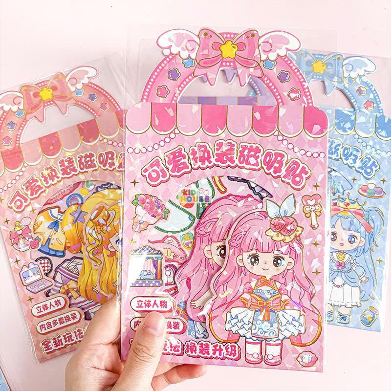 Bộ đồ chơi thay váy công chúa nam châm, tranh nam châm thay trang phục công chúa, sticker nam châm thay váy công chúa