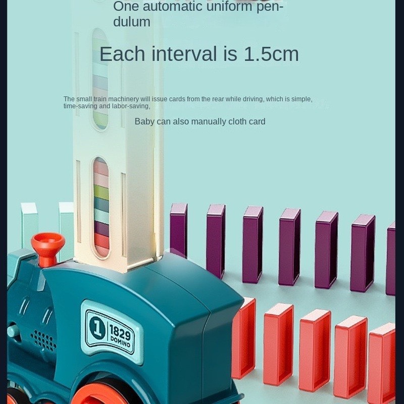 (Kèm pin) Đồ chơi tàu hỏa, xe lửa thả xếp Domino tự động, bộ tàu Domino chuyển động cho bé lắp ráp thỏa sức sáng tạo