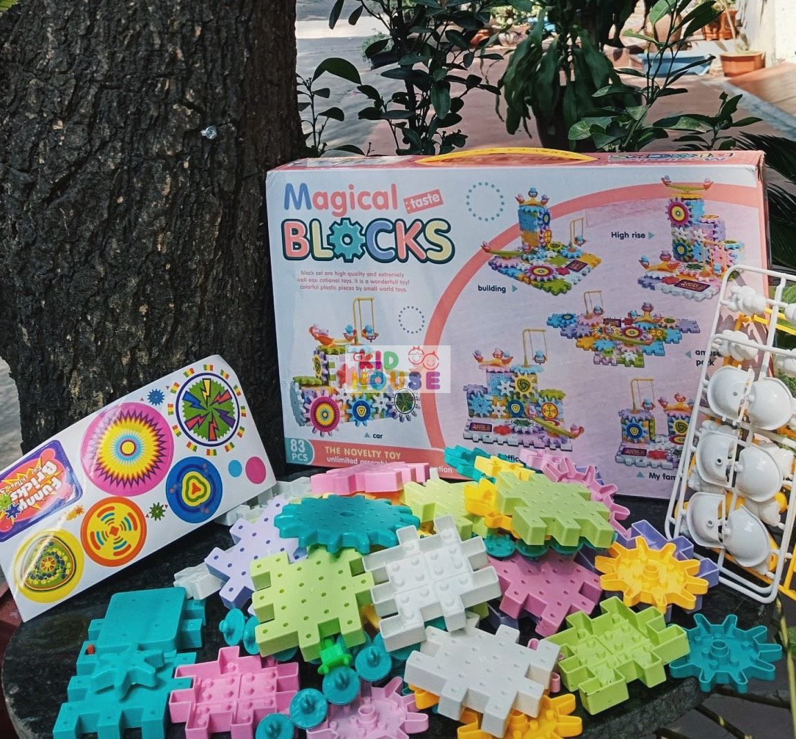 (Kèm pin) Xếp hình bánh răng 83, 135, 203 chi tiết, đồ chơi lắp ráp mô hình bánh răng chuyển động thông minh cho bé