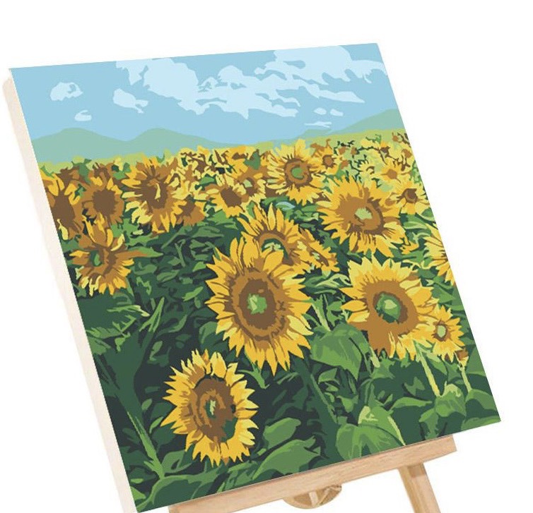 Tranh tô màu số hóa đã căng khung kèm màu, cọ size 20x20, tranh số hóa hoạt hình, bé ba, phong cảnh, loopy, cappy bara