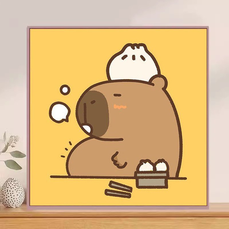 Tranh tô màu số hóa đã căng khung kèm màu, cọ size 20x20, tranh số hóa hoạt hình, bé ba, phong cảnh, loopy, cappy bara