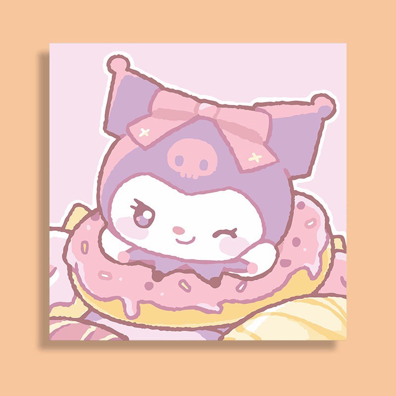 Tranh tô màu số hóa đã căng khung kèm màu, cọ size 20x20, tranh số hóa hoạt hình, bé ba, phong cảnh, loopy, cappy bara