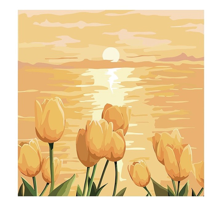 Tranh tô màu số hóa đã căng khung kèm màu, cọ size 20x20, tranh số hóa hoạt hình, bé ba, phong cảnh, loopy, cappy bara