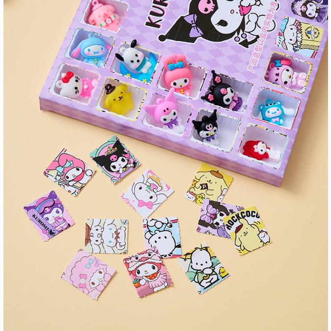 Hộp quà bất ngờ 40 chi tiết Kuromi, Capybara, Labubu, đồ chơi hidden box hộp quà bí mật Kuromi kèm móc khóa