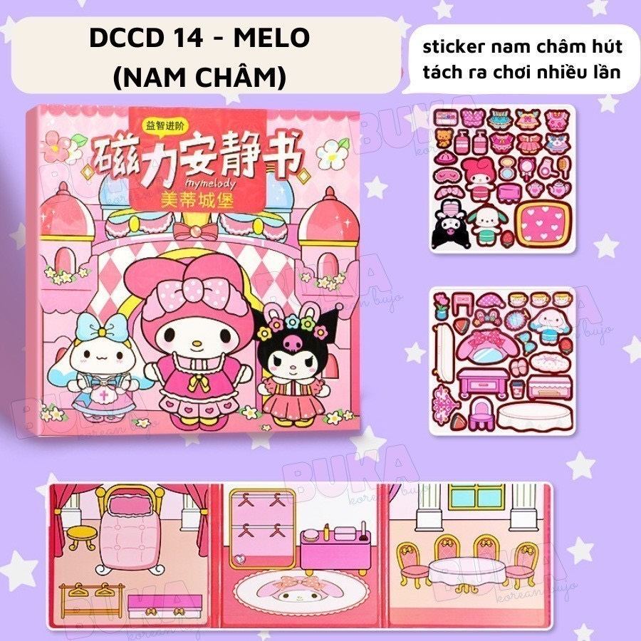 (Size to 18x18cm) Đồ chơi sách nam châm Kuromi, bé ba, capybara, hoạt hình, tranh dán nam châm từ tính thủ công cho bé