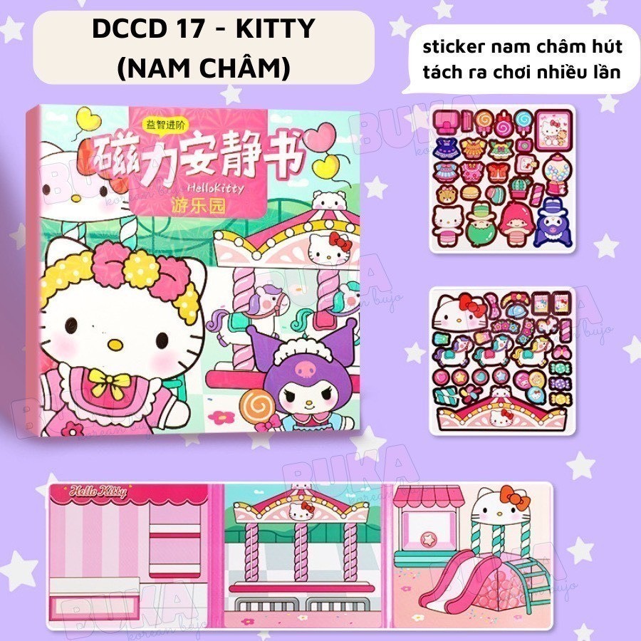 (Size to 18x18cm) Đồ chơi sách nam châm Kuromi, bé ba, capybara, hoạt hình, tranh dán nam châm từ tính thủ công cho bé