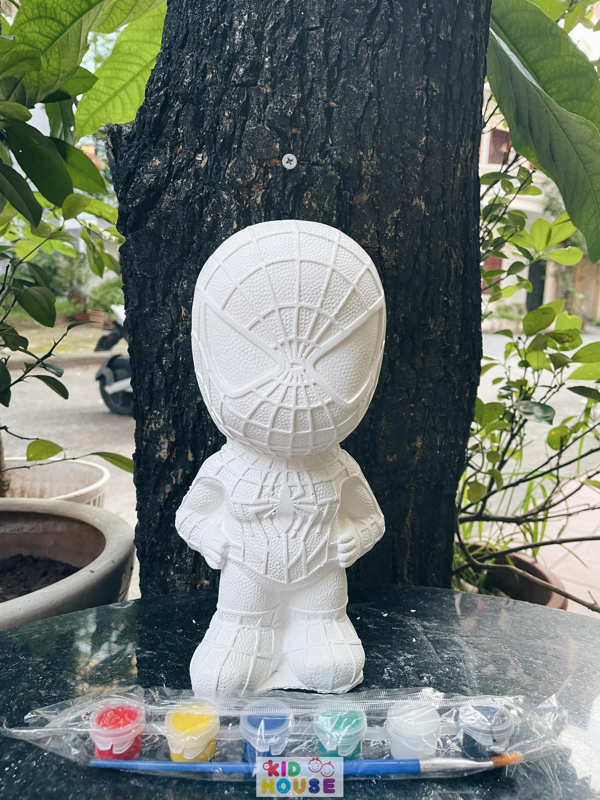 (Size to 16-23cm) Tượng thạch cao bé ba, labubu, kuromi, capybara, công chúa, siêu nhân, Set tô tượng kèm màu và bút vẽ