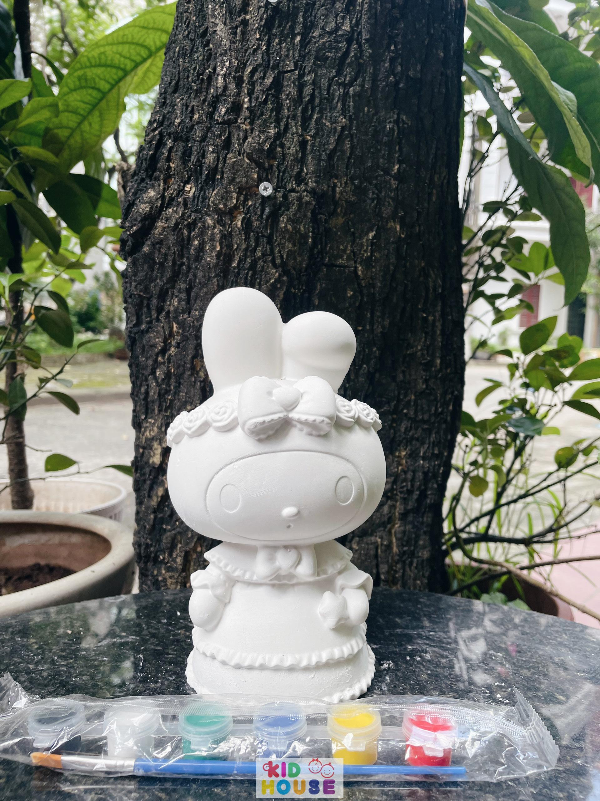 (Size to 16-23cm) Tượng thạch cao bé ba, labubu, kuromi, capybara, công chúa, siêu nhân, Set tô tượng kèm màu và bút vẽ