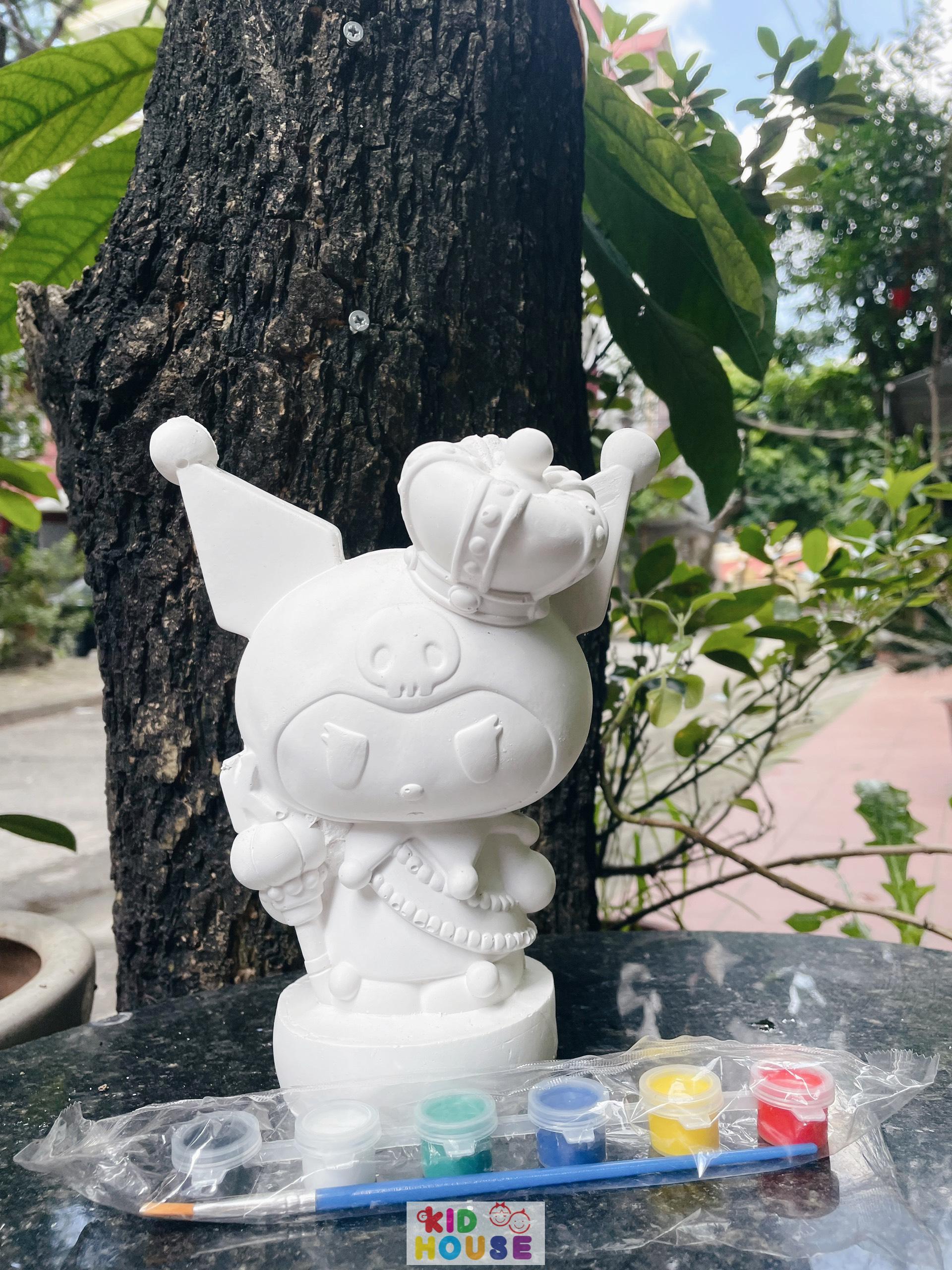 (Size to 16-23cm) Tượng thạch cao bé ba, labubu, kuromi, capybara, công chúa, siêu nhân, Set tô tượng kèm màu và bút vẽ