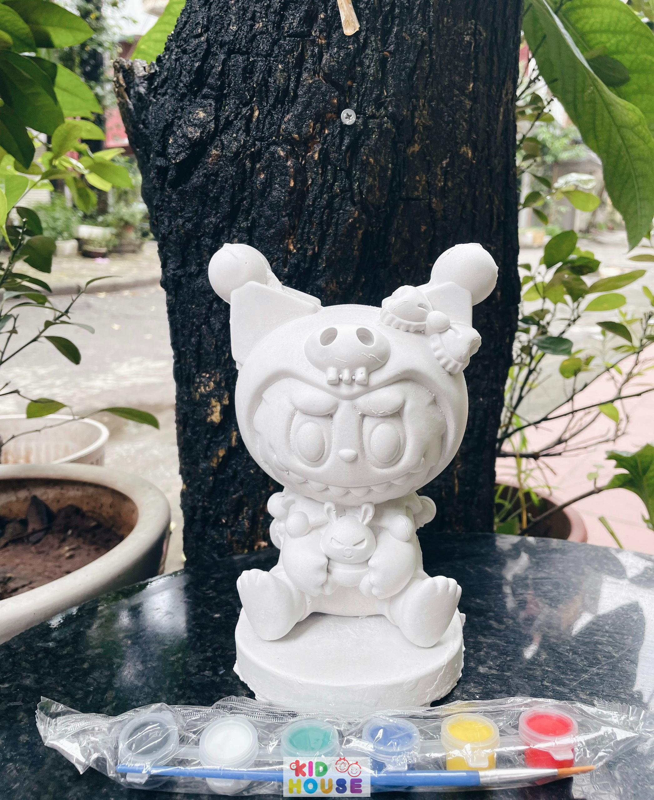 (Size to 16-23cm) Tượng thạch cao bé ba, labubu, kuromi, capybara, công chúa, siêu nhân, Set tô tượng kèm màu và bút vẽ