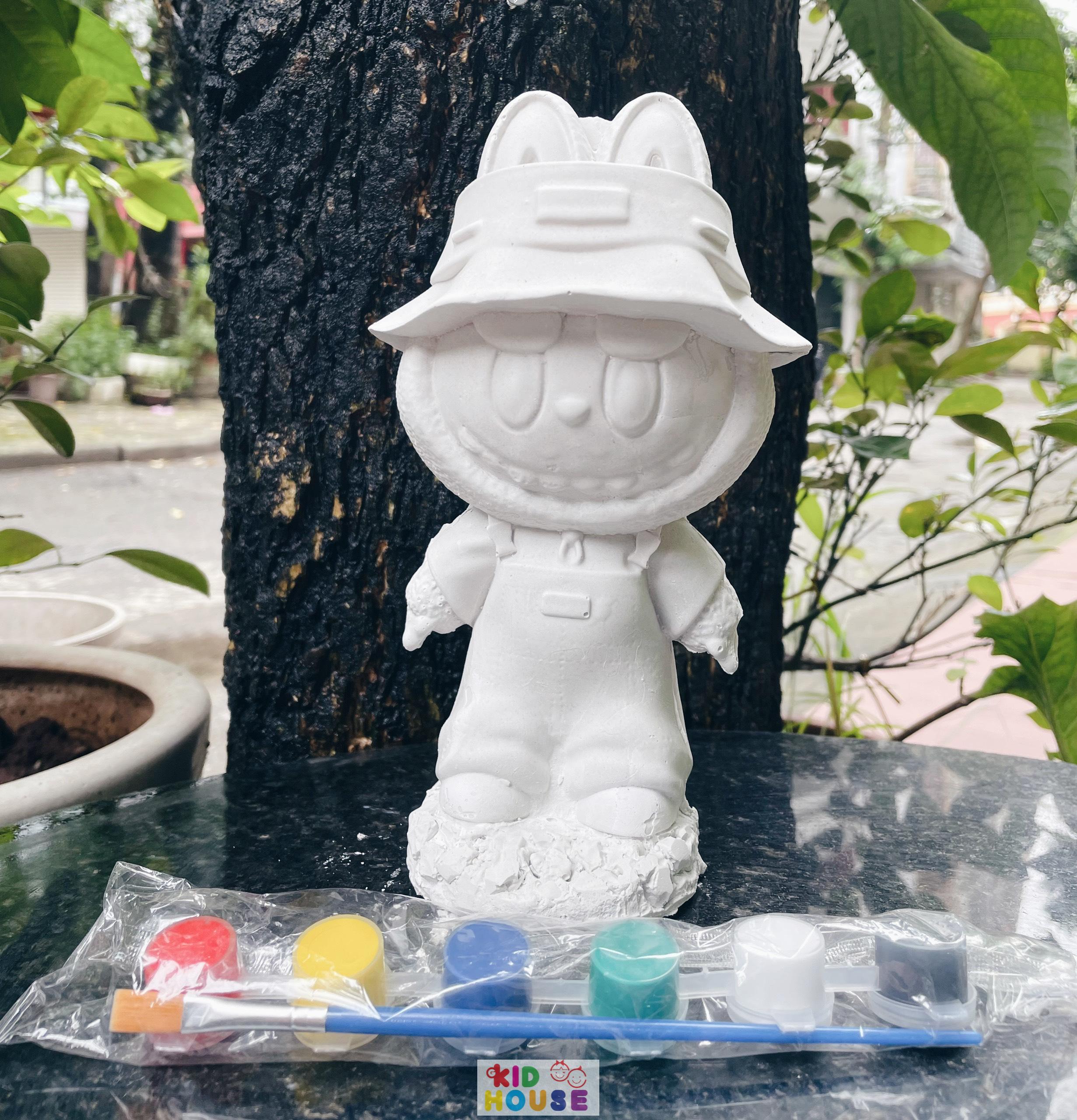 (Size to 16-23cm) Tượng thạch cao bé ba, labubu, kuromi, capybara, công chúa, siêu nhân, Set tô tượng kèm màu và bút vẽ