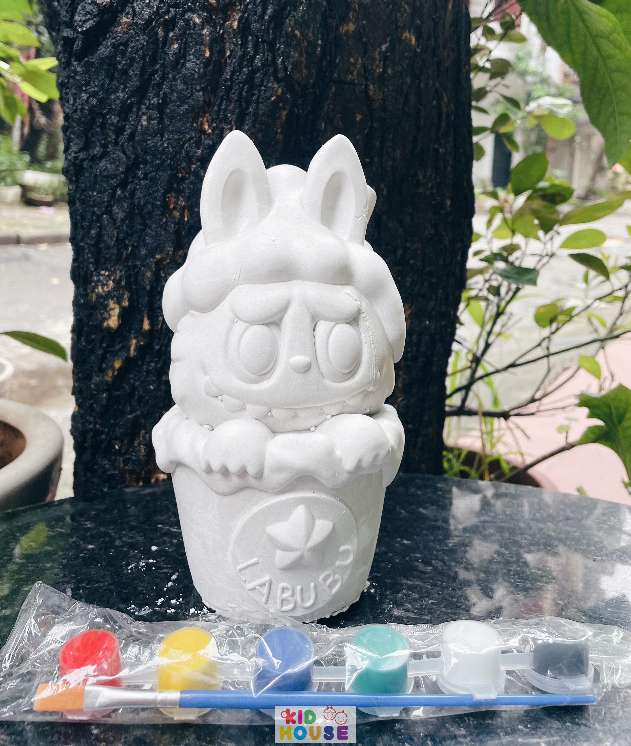 (Size to 16-23cm) Tượng thạch cao bé ba, labubu, kuromi, capybara, công chúa, siêu nhân, Set tô tượng kèm màu và bút vẽ