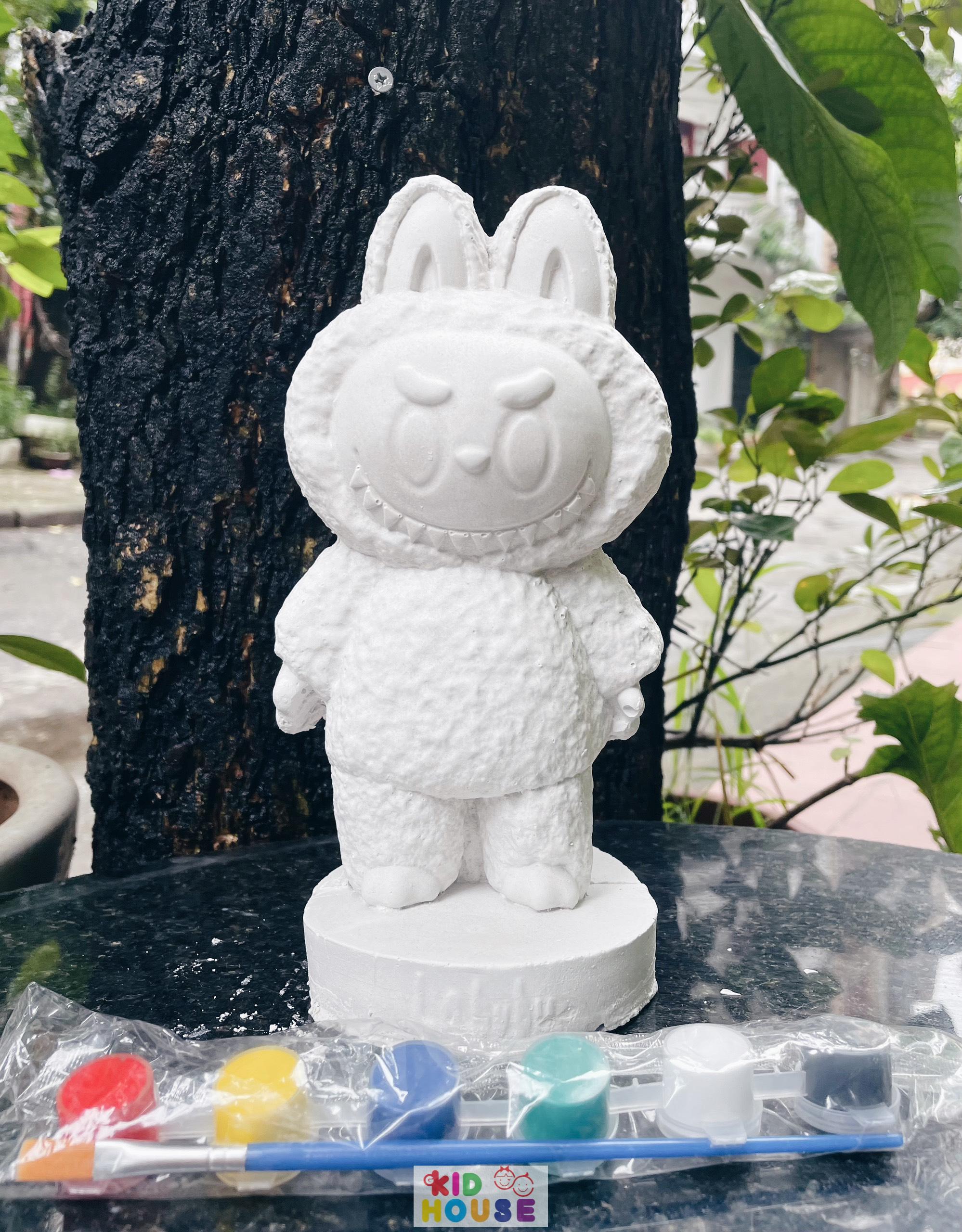 (Size to 16-23cm) Tượng thạch cao bé ba, labubu, kuromi, capybara, công chúa, siêu nhân, Set tô tượng kèm màu và bút vẽ