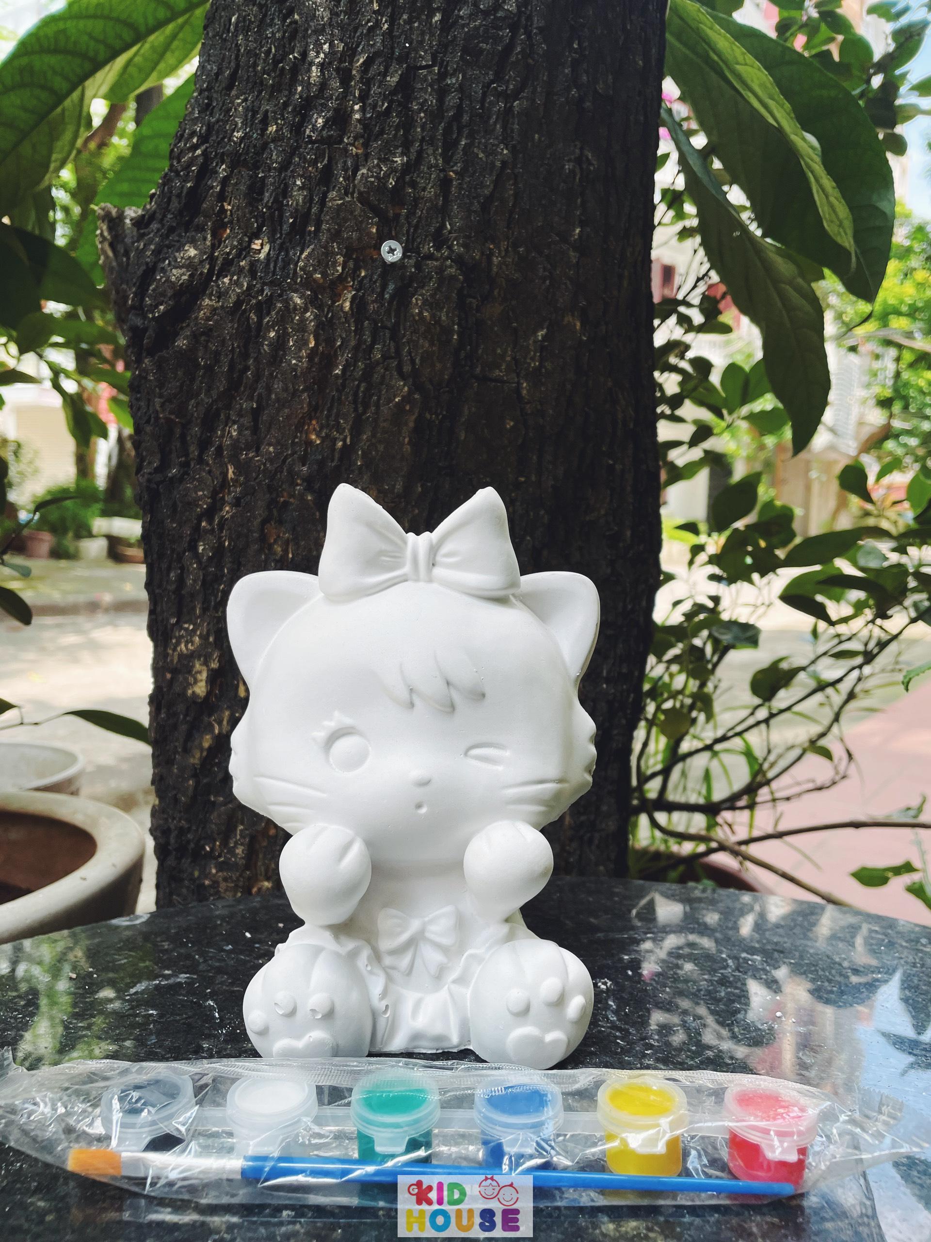 (Size to 16-23cm) Tượng thạch cao bé ba, labubu, kuromi, capybara, công chúa, siêu nhân, Set tô tượng kèm màu và bút vẽ