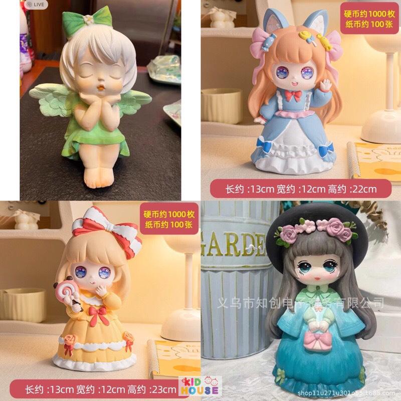 (Size to 16-23cm) Tượng thạch cao bé ba, labubu, kuromi, capybara, công chúa, siêu nhân, Set tô tượng kèm màu và bút vẽ