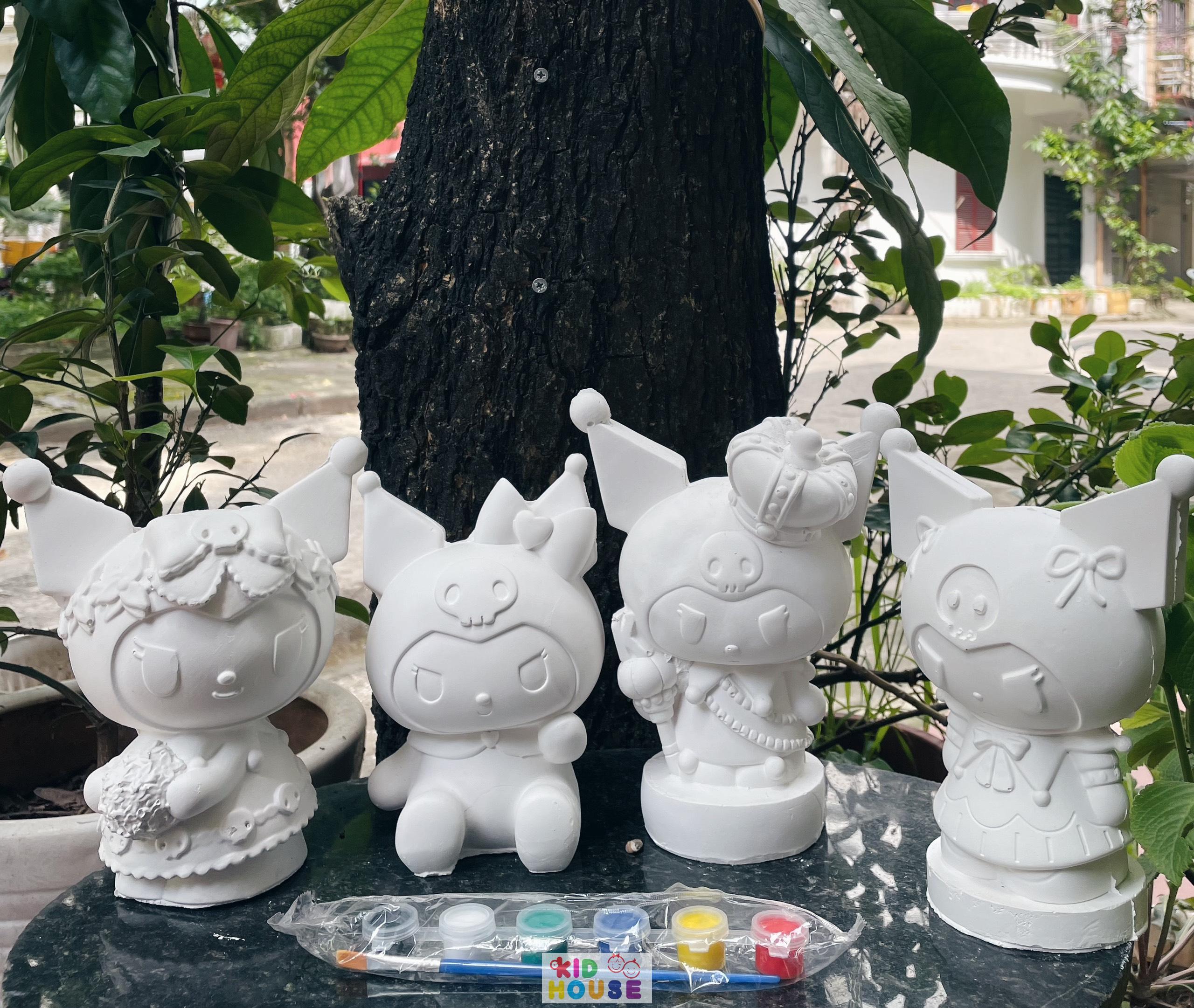 (Size to 16-23cm) Tượng thạch cao bé ba, labubu, kuromi, capybara, công chúa, siêu nhân, Set tô tượng kèm màu và bút vẽ