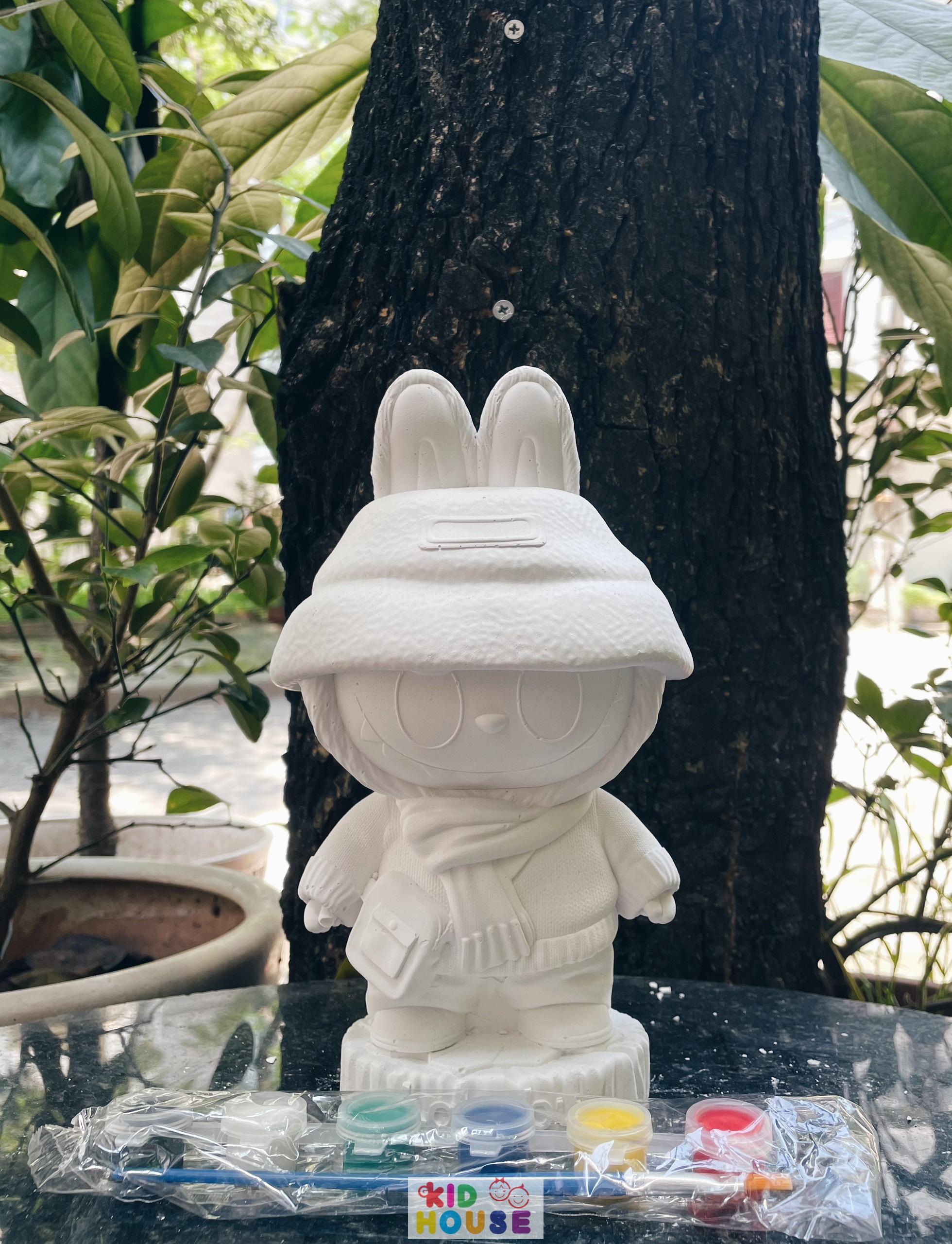 (Size to 16-23cm) Tượng thạch cao bé ba, labubu, kuromi, capybara, công chúa, siêu nhân, Set tô tượng kèm màu và bút vẽ