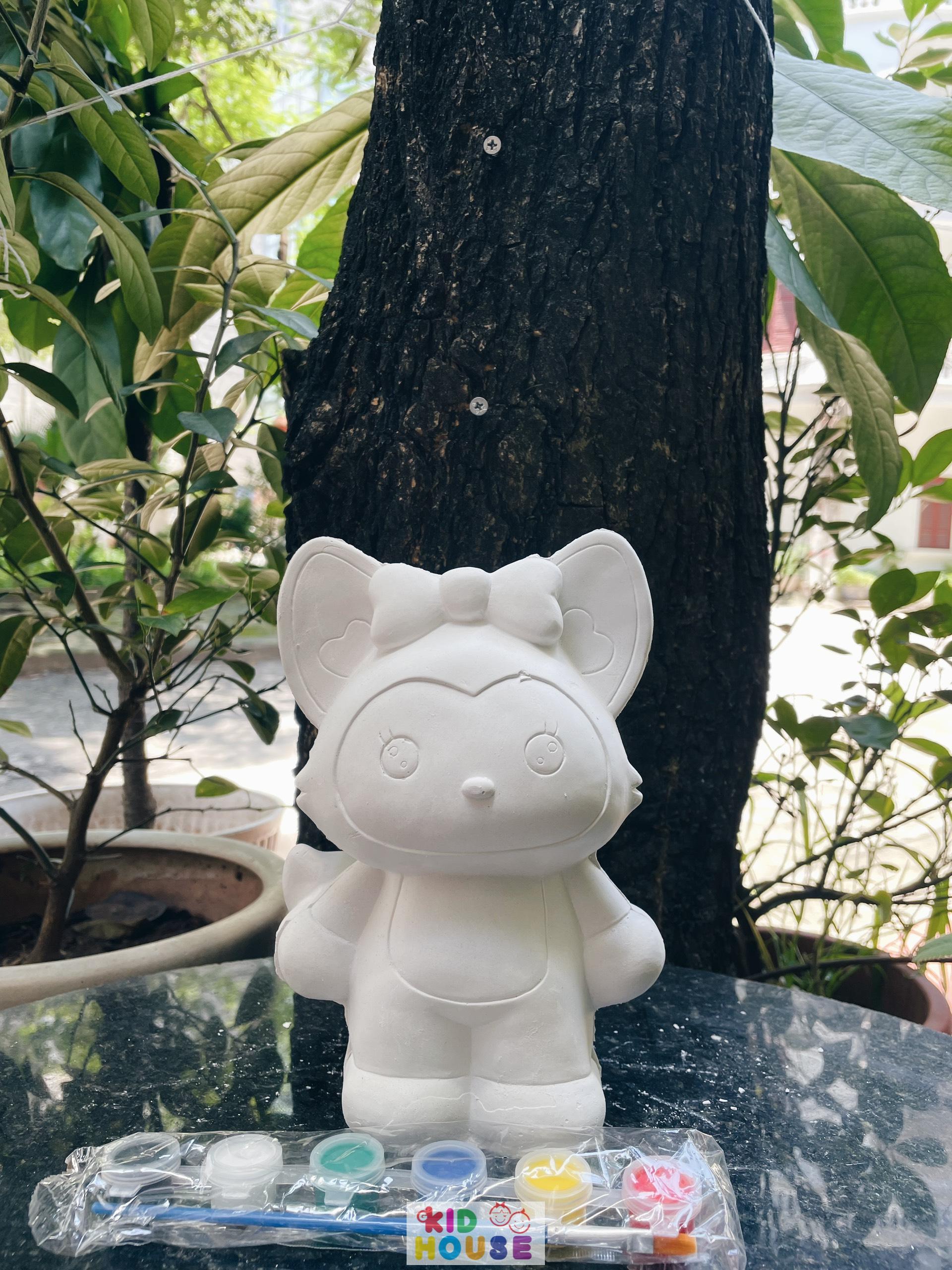 (Size to 16-23cm) Tượng thạch cao bé ba, labubu, kuromi, capybara, công chúa, siêu nhân, Set tô tượng kèm màu và bút vẽ