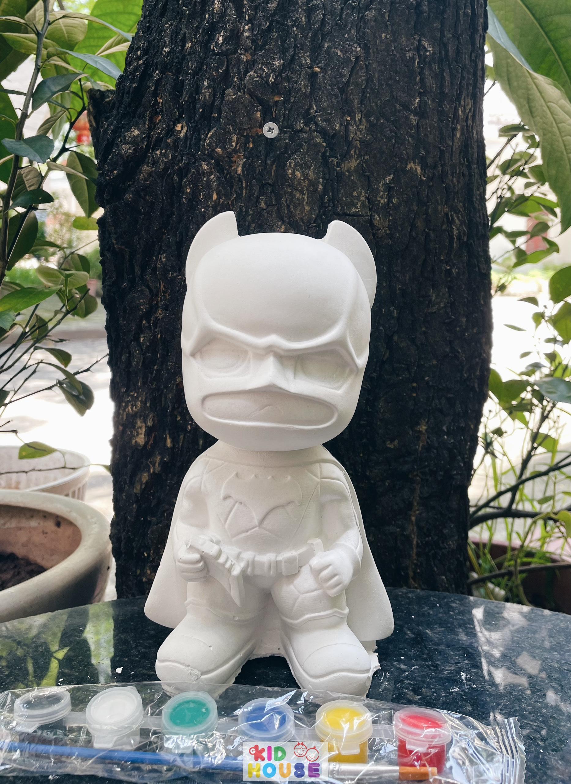 (Size to 16-23cm) Tượng thạch cao bé ba, labubu, kuromi, capybara, công chúa, siêu nhân, Set tô tượng kèm màu và bút vẽ