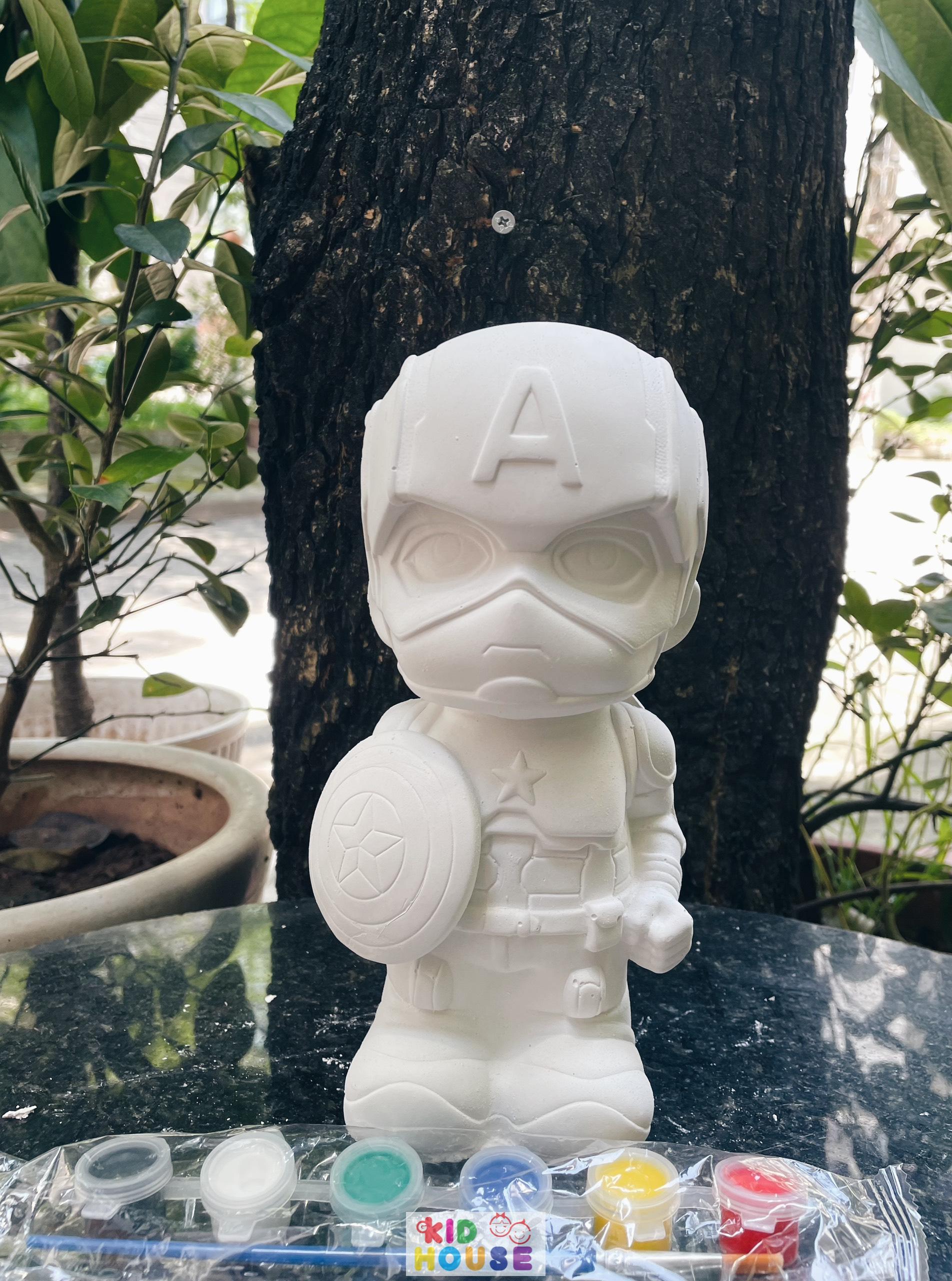 (Size to 16-23cm) Tượng thạch cao bé ba, labubu, kuromi, capybara, công chúa, siêu nhân, Set tô tượng kèm màu và bút vẽ