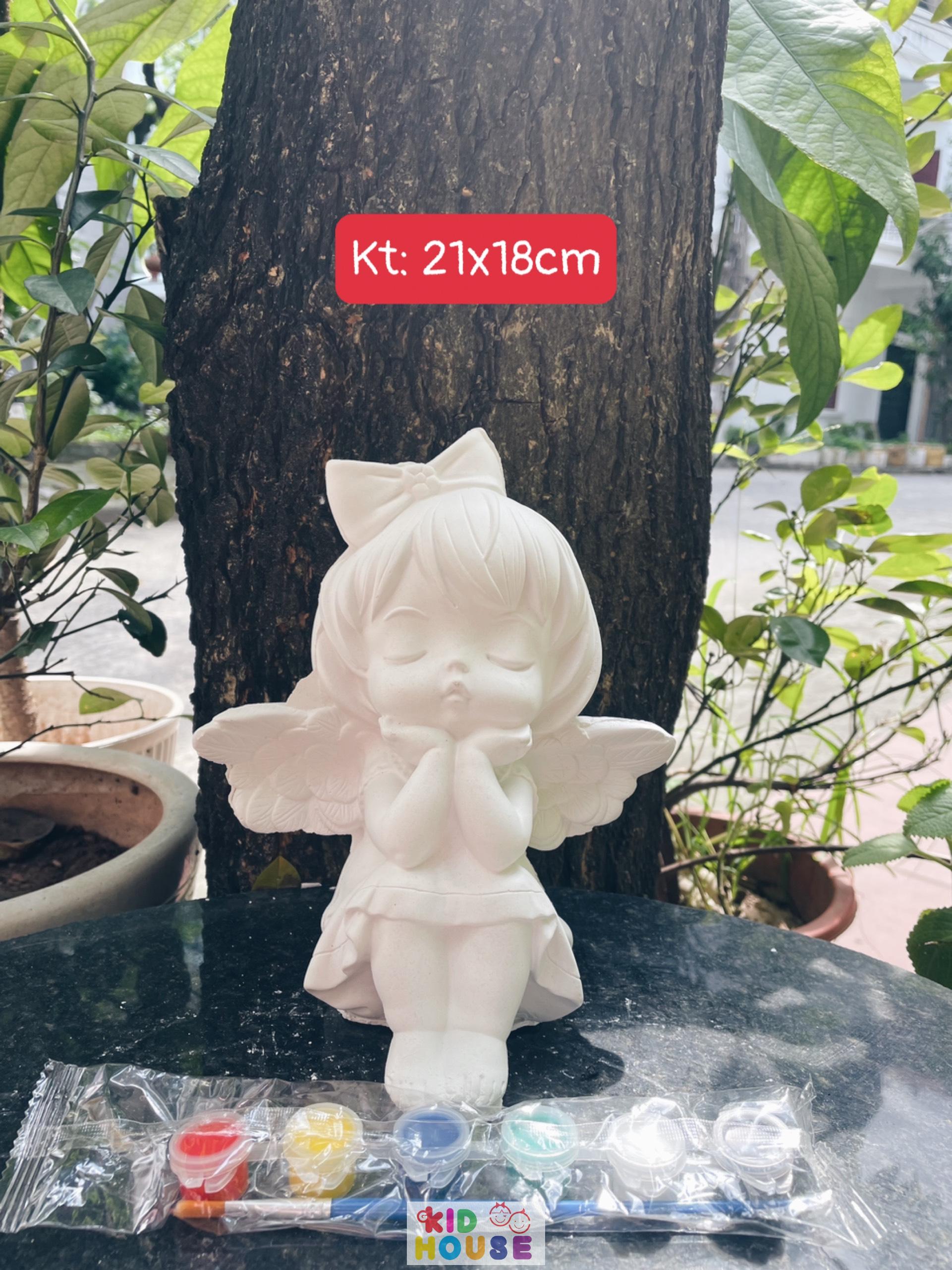 (Size to 16-23cm) Tượng thạch cao bé ba, labubu, kuromi, capybara, công chúa, siêu nhân, Set tô tượng kèm màu và bút vẽ