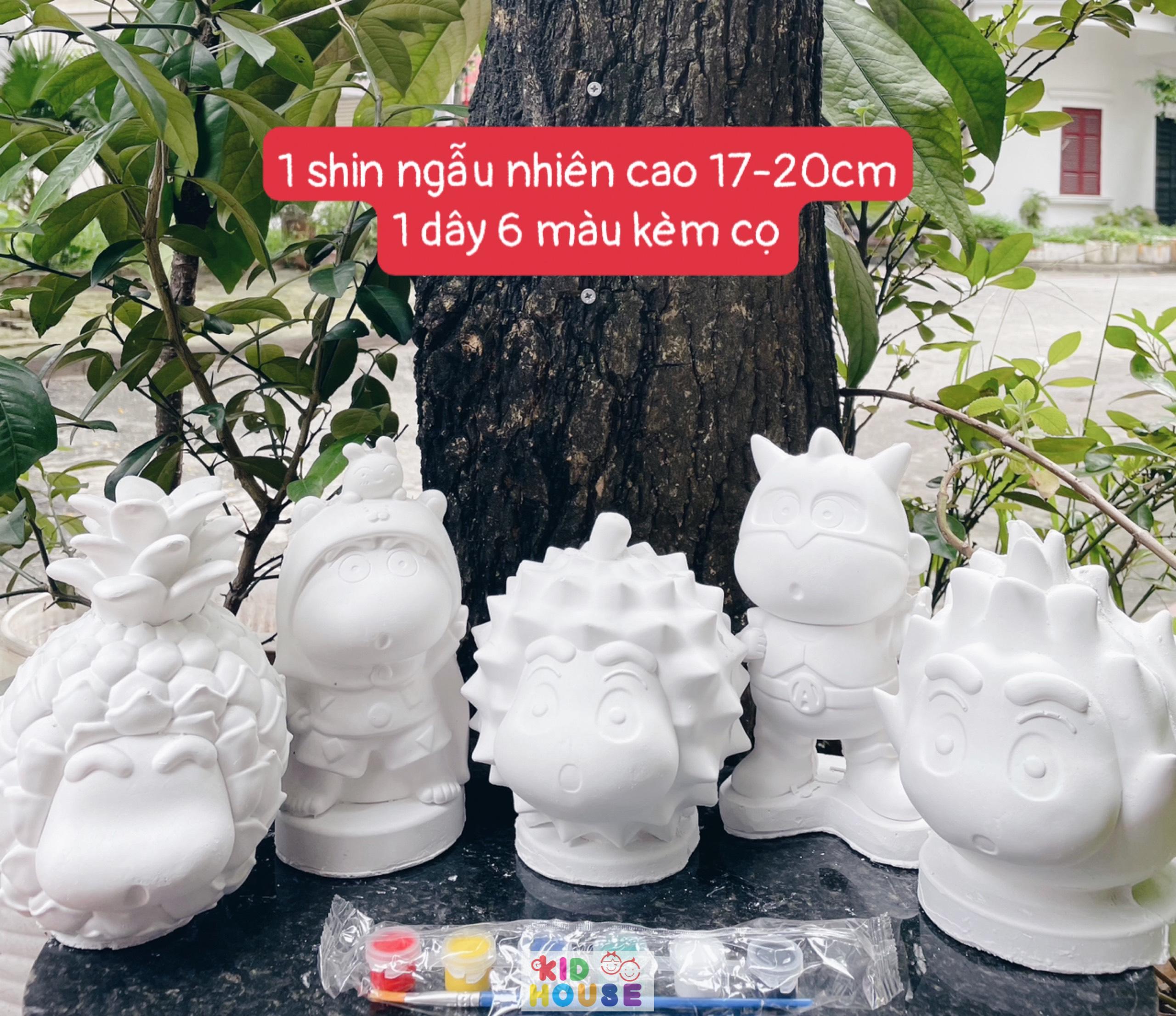 (Size to 16-23cm) Tượng thạch cao bé ba, labubu, kuromi, capybara, công chúa, siêu nhân, Set tô tượng kèm màu và bút vẽ