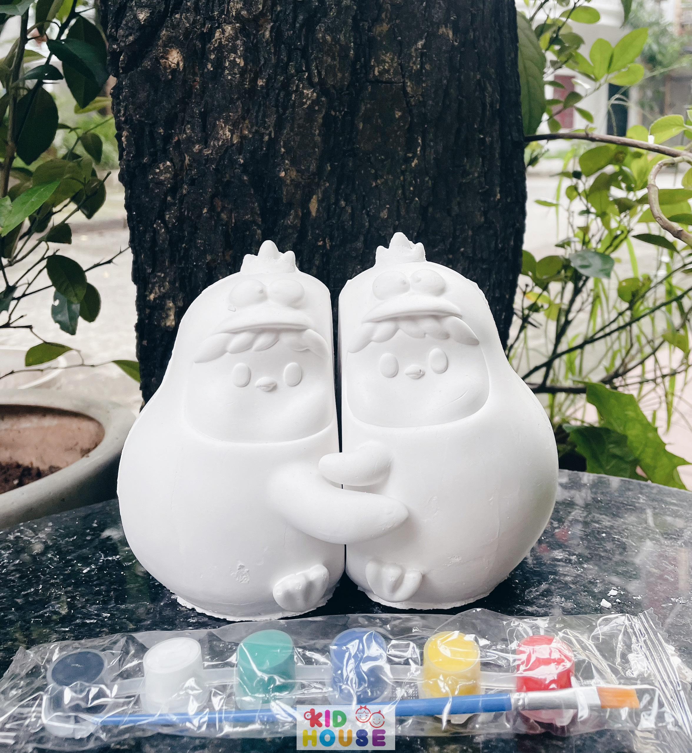 (Size to 16-23cm) Tượng thạch cao bé ba, labubu, kuromi, capybara, công chúa, siêu nhân, Set tô tượng kèm màu và bút vẽ