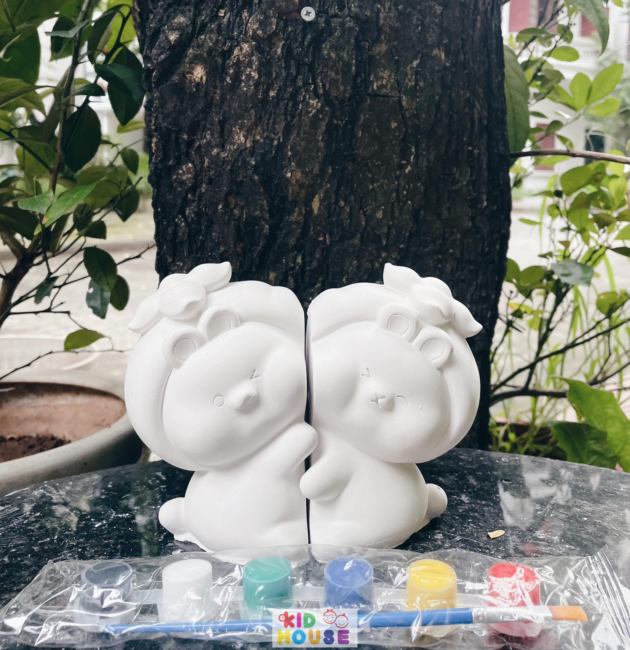 (Size to 16-23cm) Tượng thạch cao bé ba, labubu, kuromi, capybara, công chúa, siêu nhân, Set tô tượng kèm màu và bút vẽ