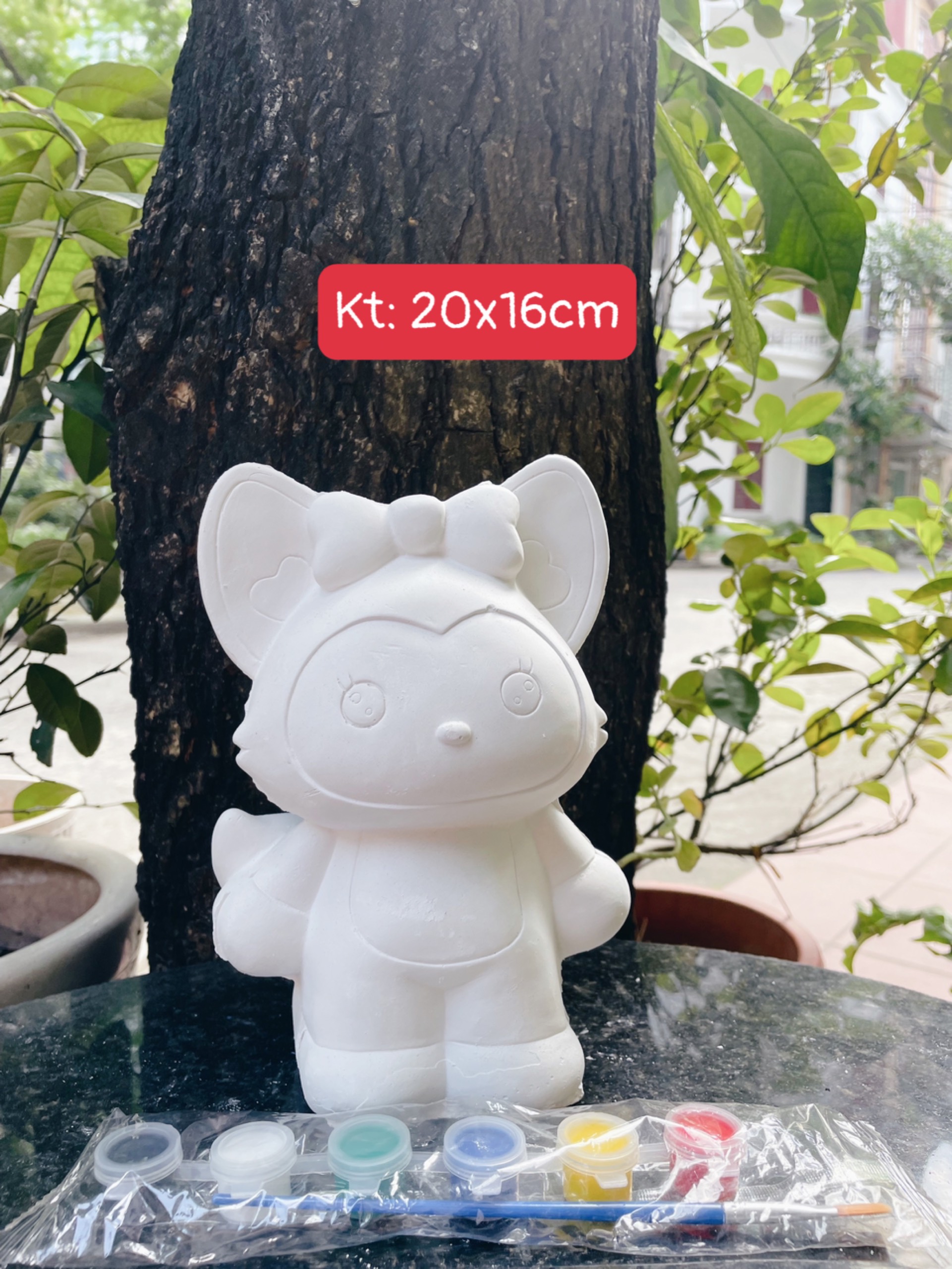 (Size to 16-23cm) Tượng thạch cao bé ba, labubu, kuromi, capybara, công chúa, siêu nhân, Set tô tượng kèm màu và bút vẽ