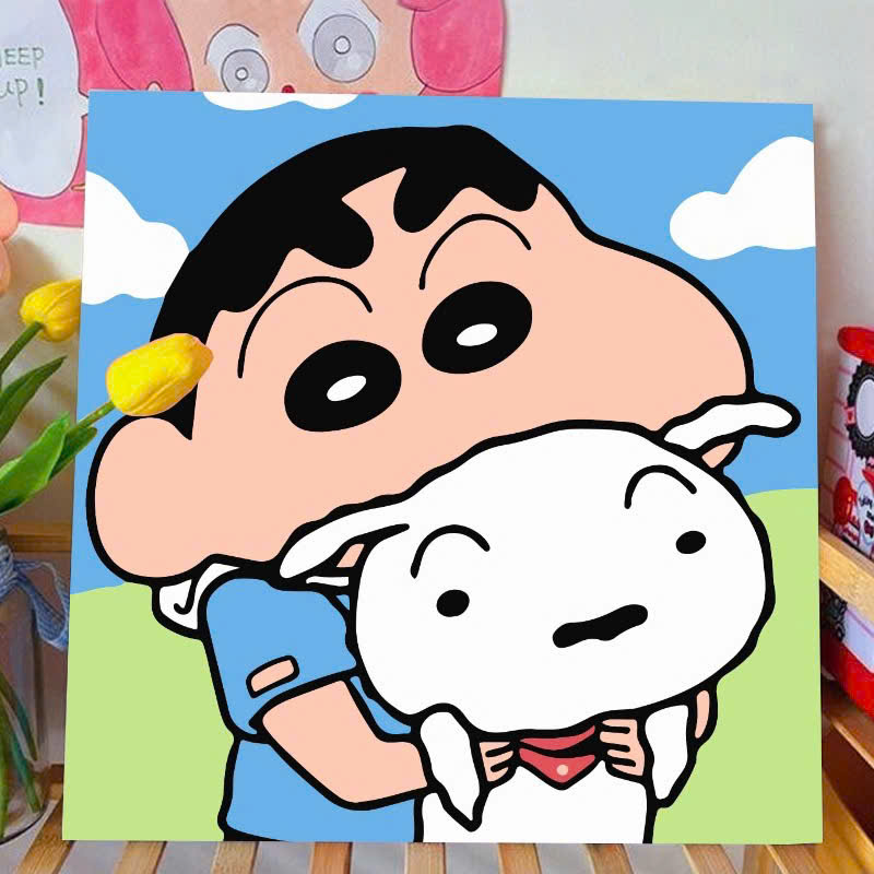 Tranh tô màu số hóa đã căng khung kèm màu, cọ size 20x20, tranh số hóa hoạt hình, bé ba, phong cảnh, loopy, cappy bara