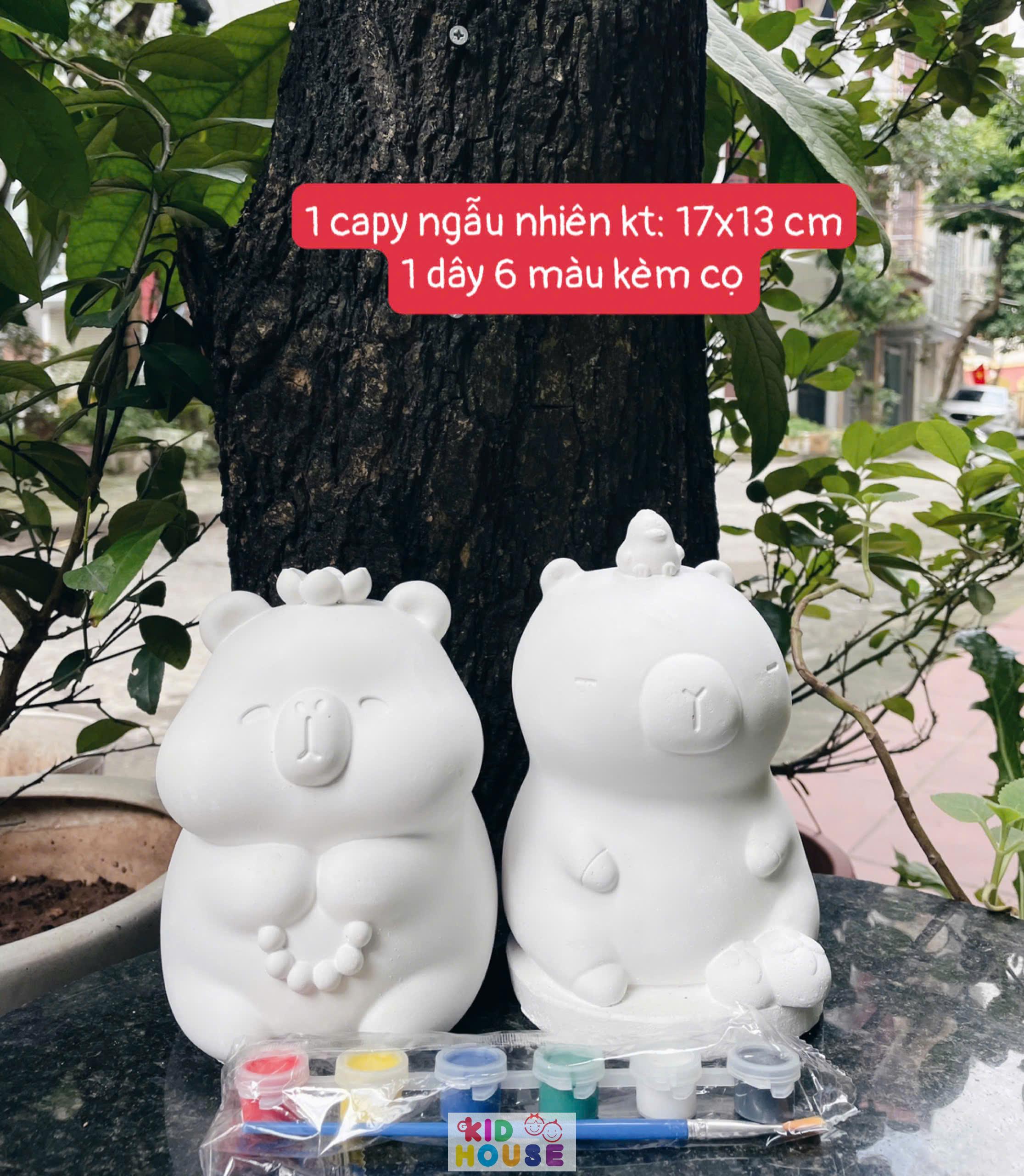 (Size to 16-23cm) Tượng thạch cao bé ba, labubu, kuromi, capybara, công chúa, siêu nhân, Set tô tượng kèm màu và bút vẽ