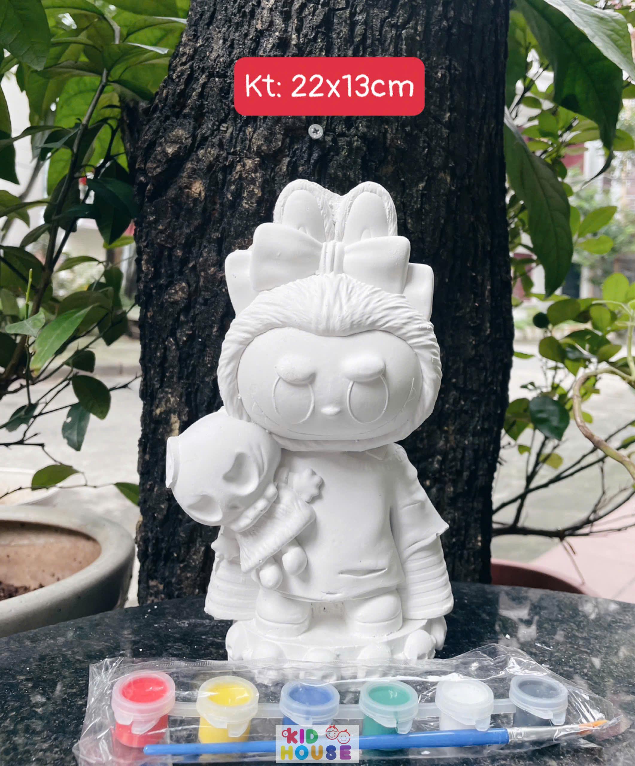 (Size to 16-23cm) Tượng thạch cao bé ba, labubu, kuromi, capybara, công chúa, siêu nhân, Set tô tượng kèm màu và bút vẽ