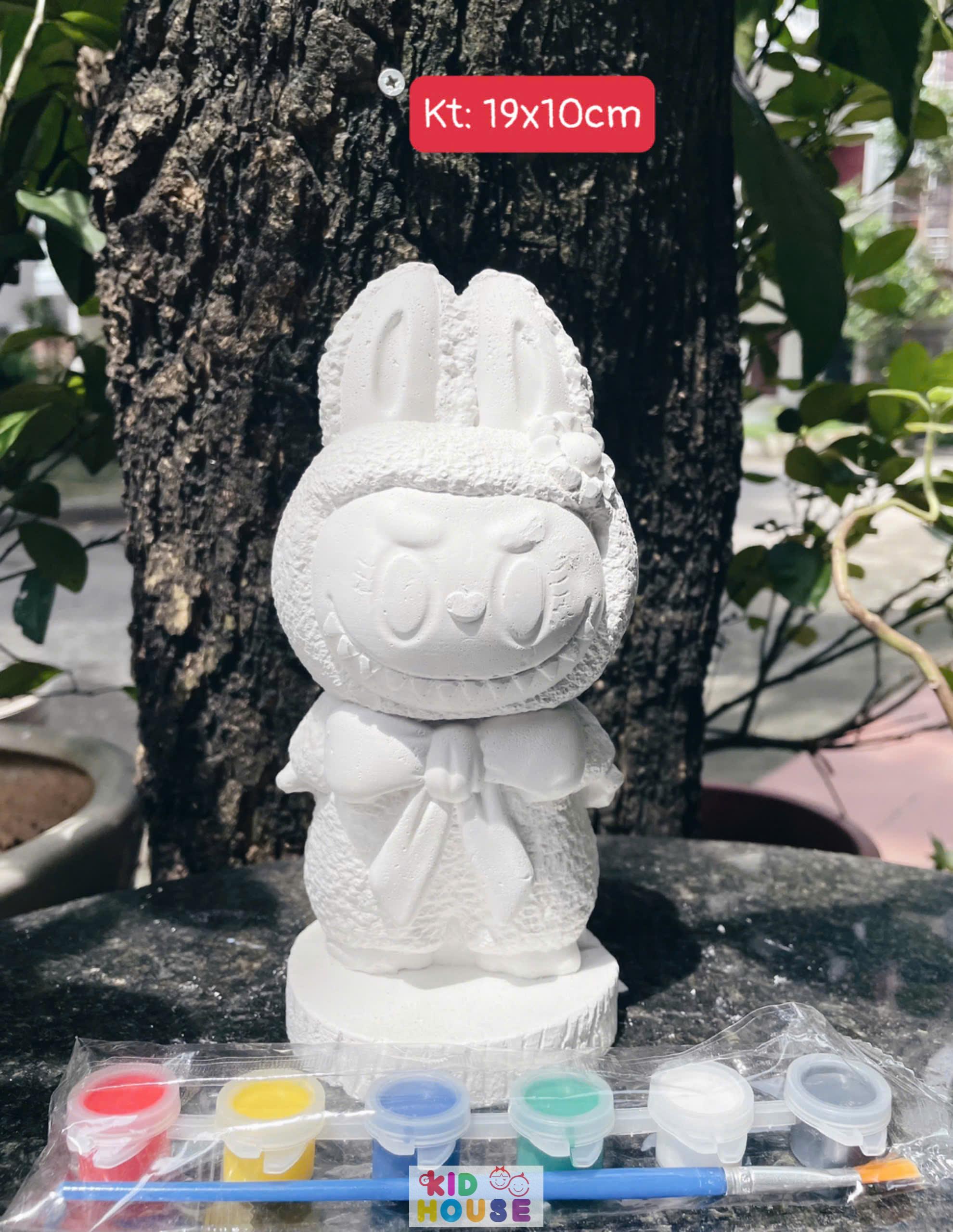 (Size to 16-23cm) Tượng thạch cao bé ba, labubu, kuromi, capybara, công chúa, siêu nhân, Set tô tượng kèm màu và bút vẽ