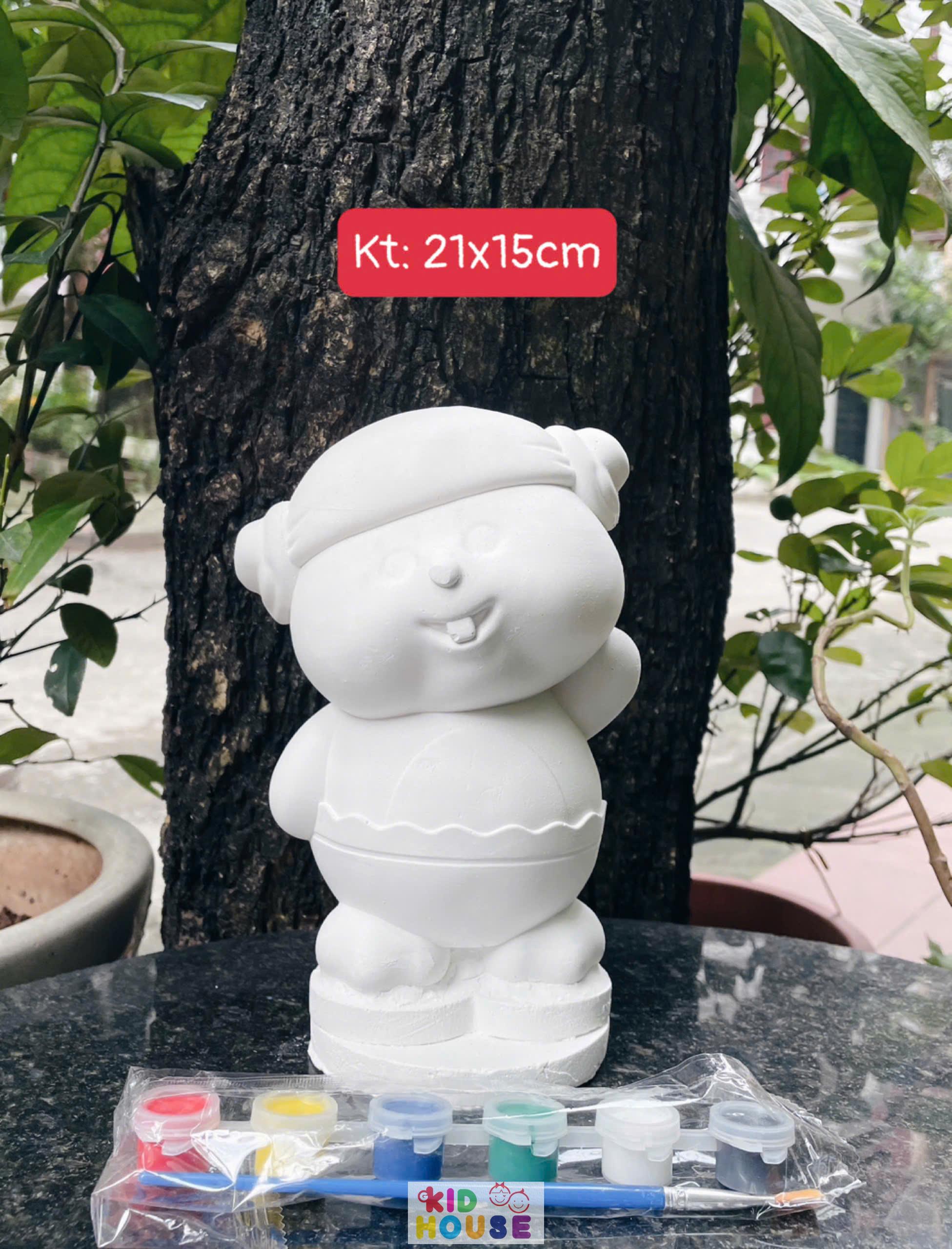 (Size to 16-23cm) Tượng thạch cao bé ba, labubu, kuromi, capybara, công chúa, siêu nhân, Set tô tượng kèm màu và bút vẽ