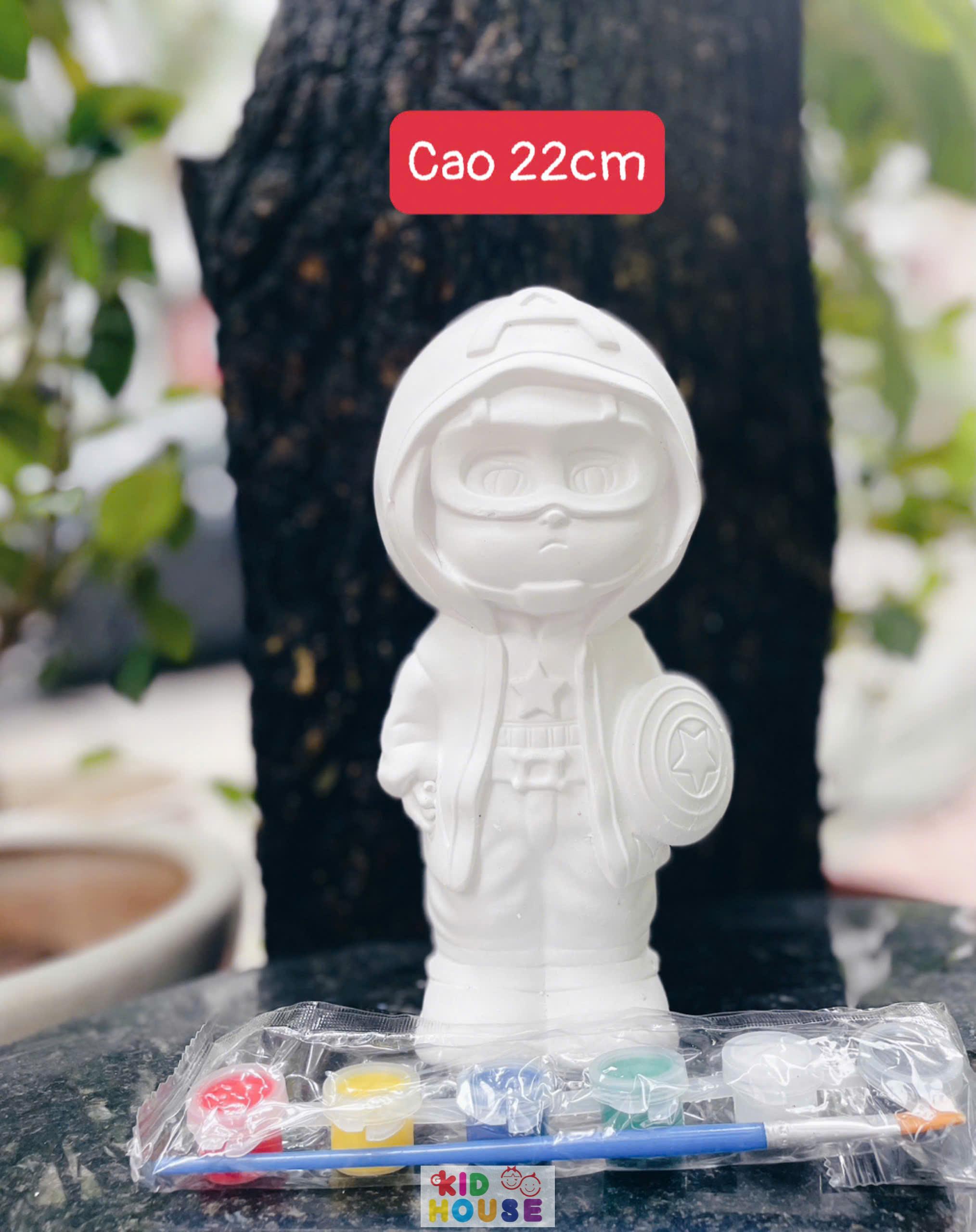 (Size to 16-23cm) Tượng thạch cao bé ba, labubu, kuromi, capybara, công chúa, siêu nhân, Set tô tượng kèm màu và bút vẽ