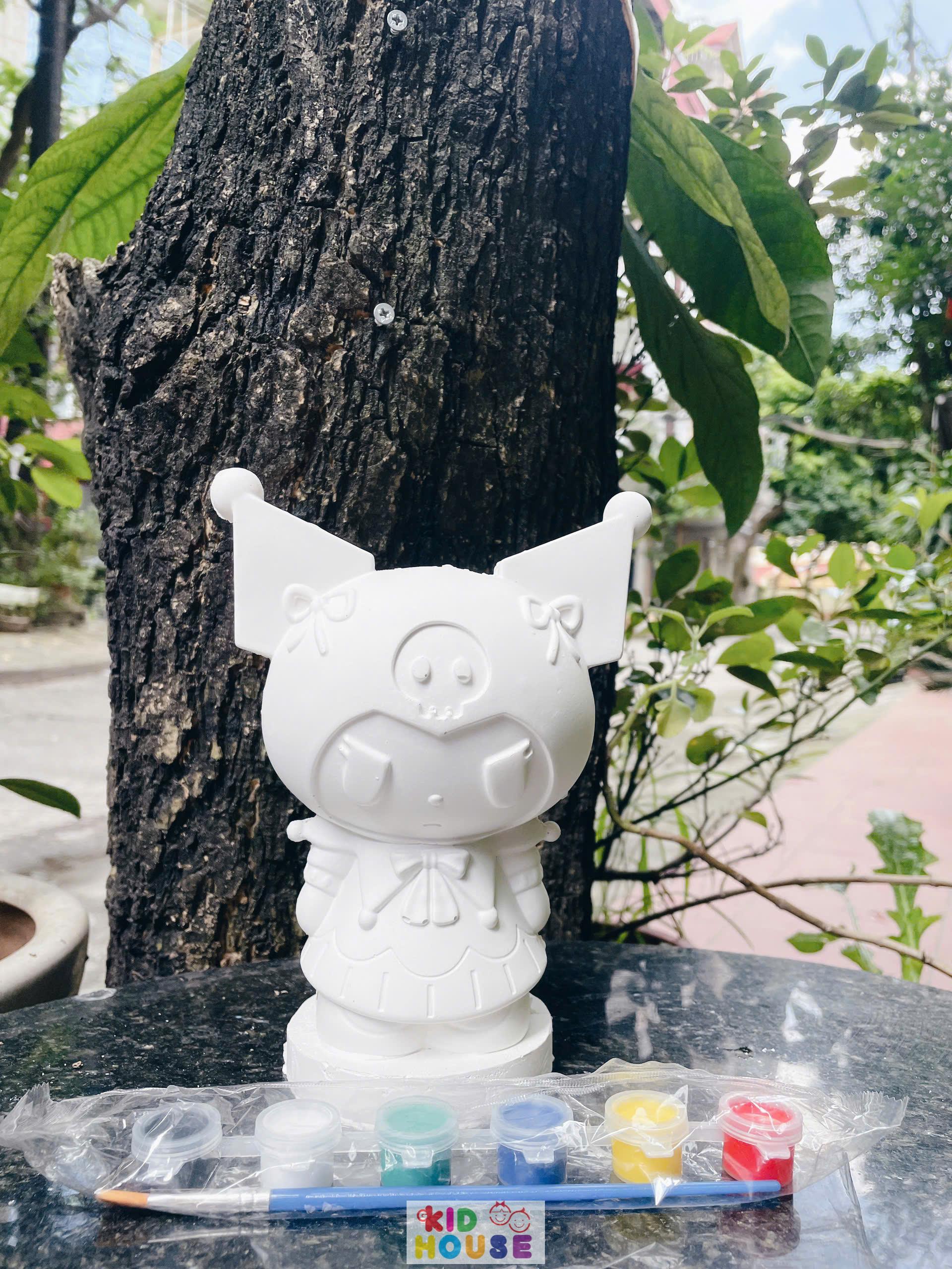 (Size to 16-23cm) Tượng thạch cao bé ba, labubu, kuromi, capybara, công chúa, siêu nhân, Set tô tượng kèm màu và bút vẽ